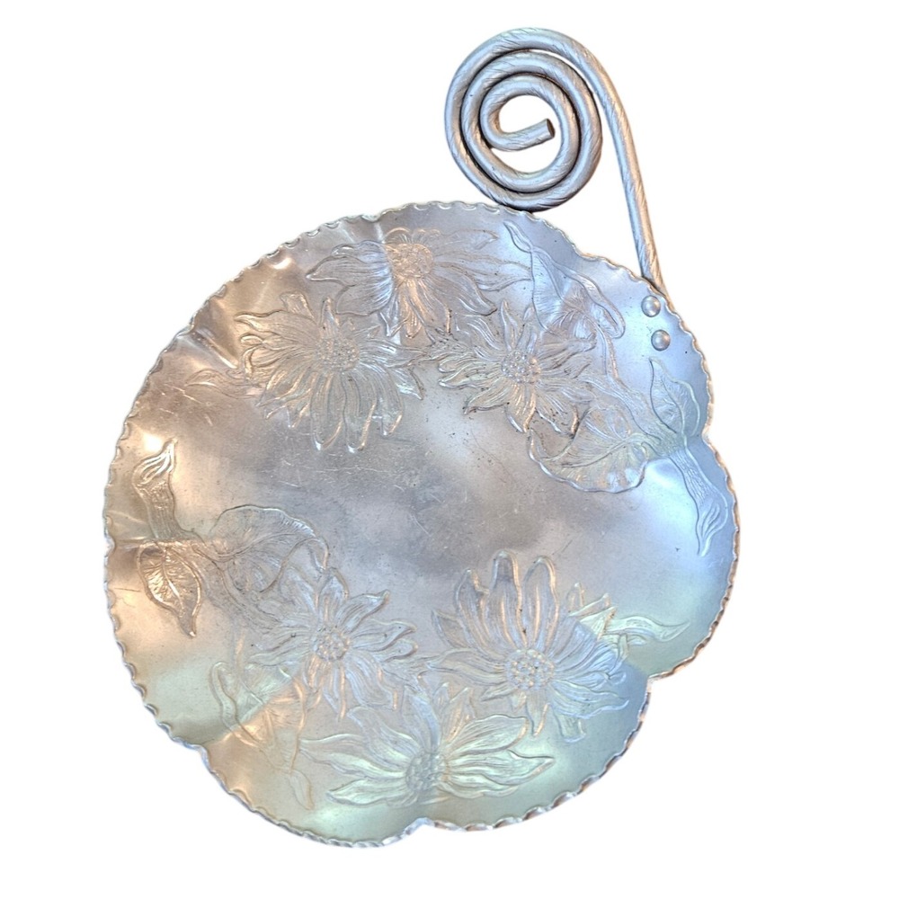 VTG 7.5" Farber And Shlevin Hand Wrought Aluminum Trinket & Candy‎ Dish